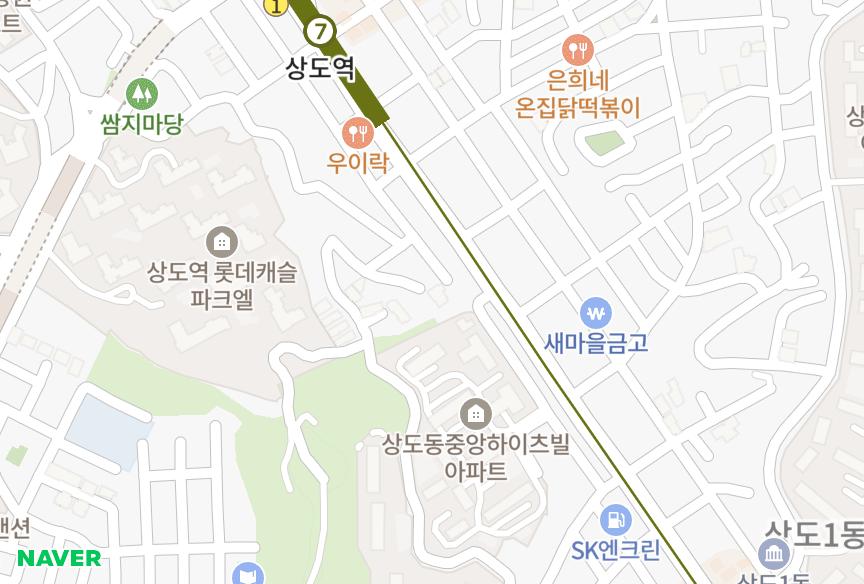 서울특별시 동작구 상도동 중앙 위치·실거래 시세 지도