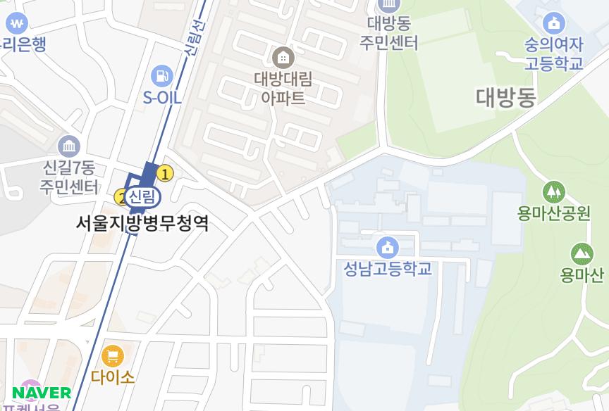서울특별시 동작구 대방동 디어파크 위치·실거래 시세 지도