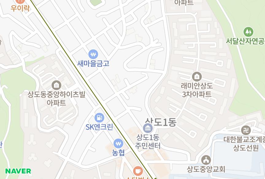 서울특별시 동작구 상도동 수정 위치·실거래 시세 지도