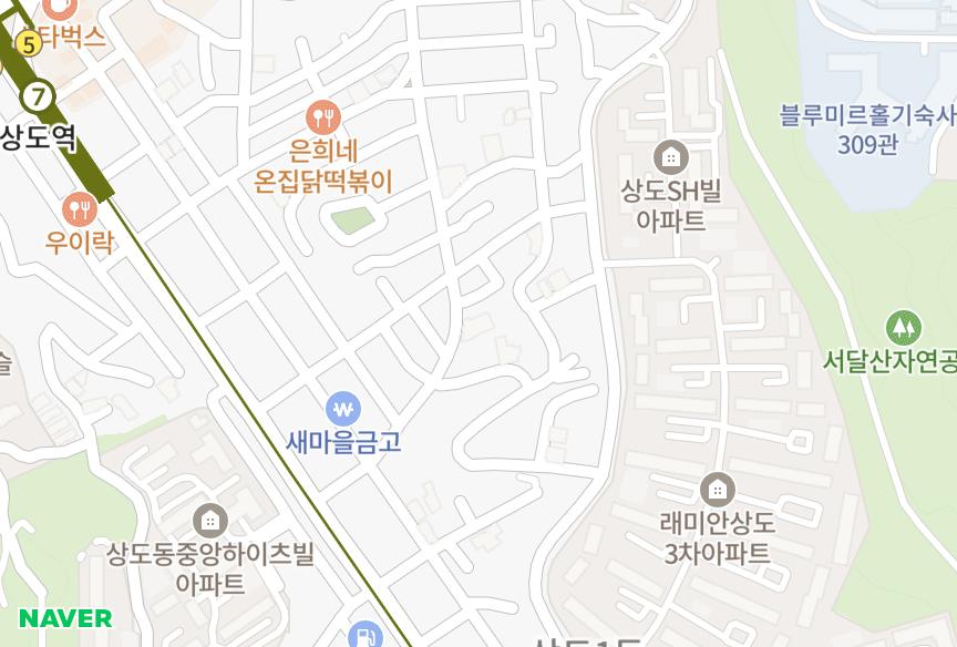 서울특별시 동작구 상도동 수정빌라트 위치·실거래 시세 지도