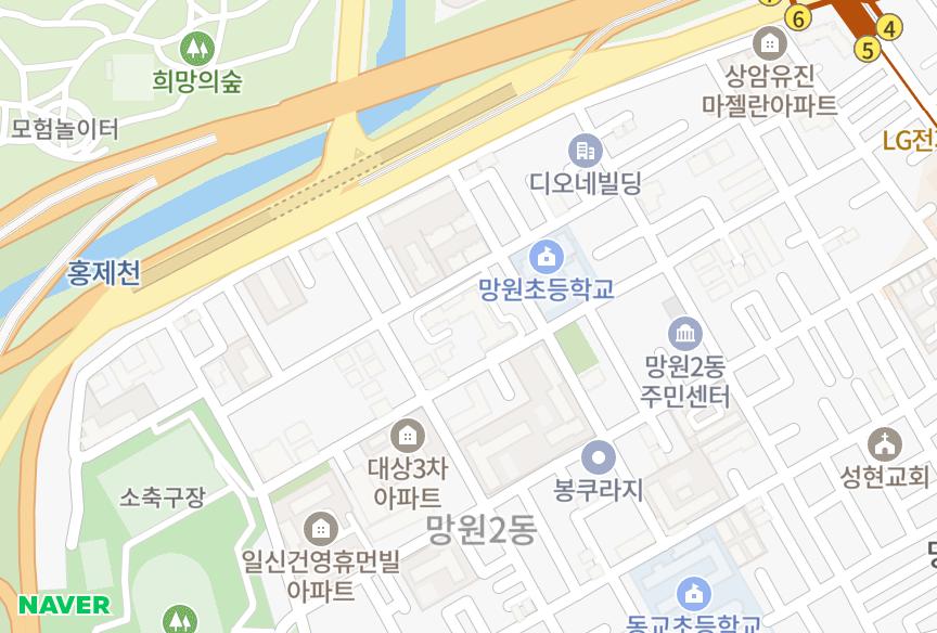 서울특별시 마포구 망원동 망원동동원데쟈뷰 위치·실거래 시세 지도