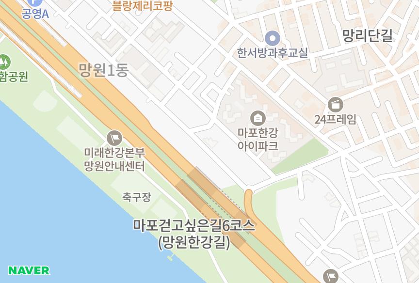 서울특별시 마포구 망원동 한강그린빌 위치·실거래 시세 지도