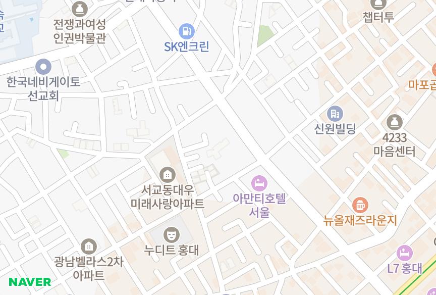 서울특별시 마포구 서교동 삼익플라주서교1차 위치·실거래 시세 지도