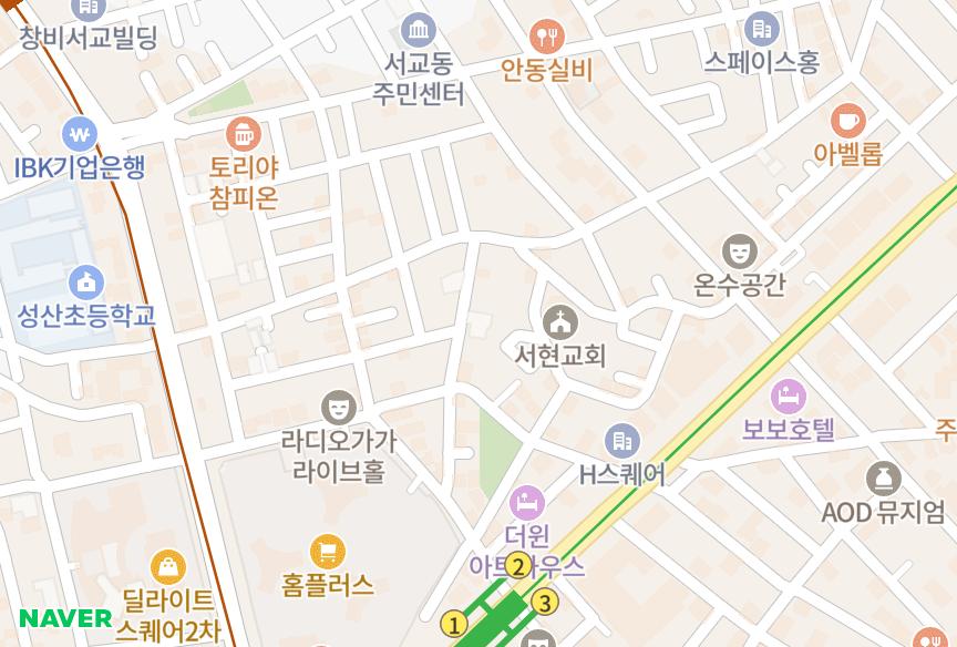 서울특별시 마포구 서교동 대운 위치·실거래 시세 지도