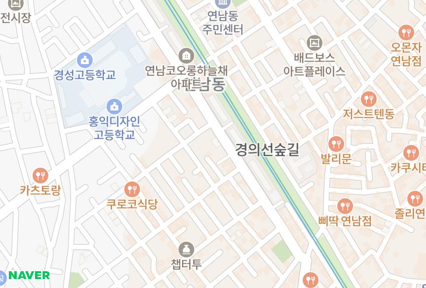 서울특별시 마포구 연남동 청기와 위치·실거래 시세 지도