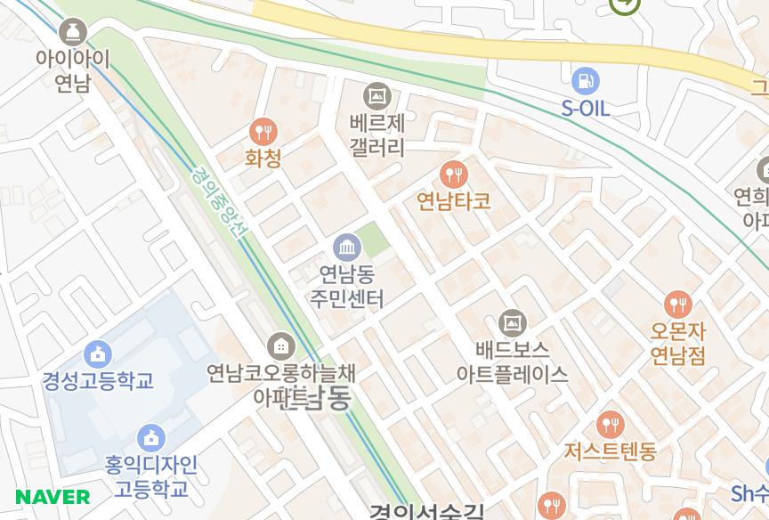 서울특별시 마포구 연남동 엘르빌 위치·실거래 시세 지도