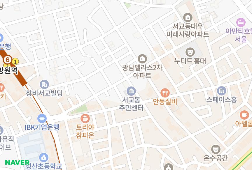 서울특별시 마포구 서교동 청기와 위치·실거래 시세 지도