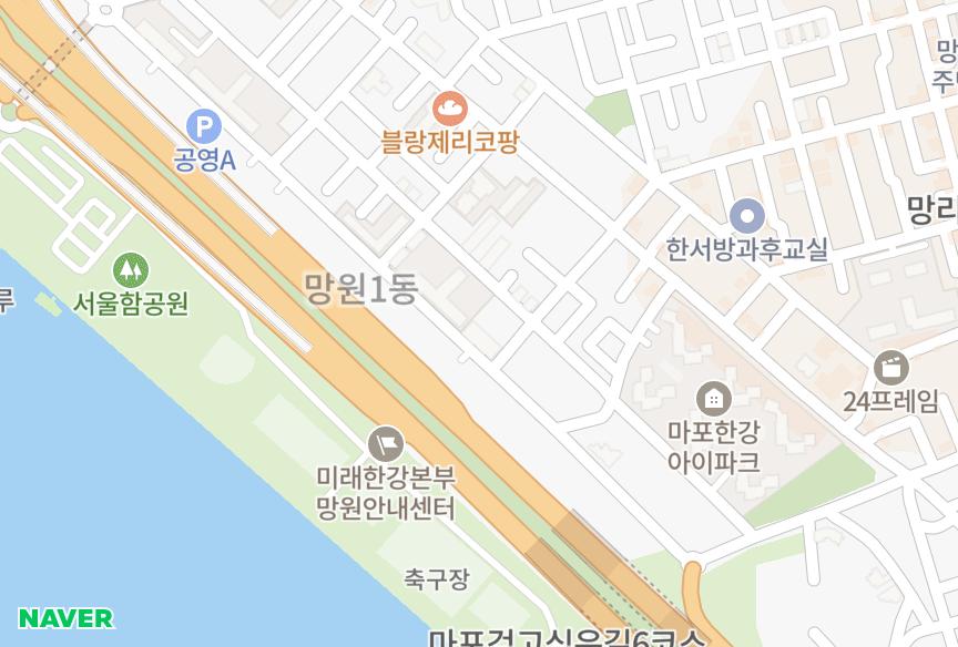 서울특별시 마포구 망원동 현대리버빌 위치·실거래 시세 지도