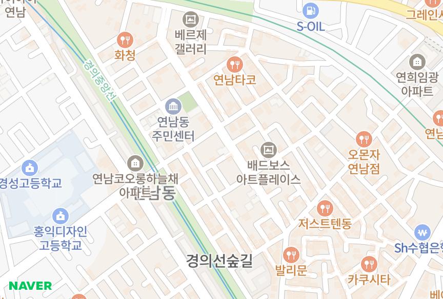 서울특별시 마포구 연남동 엘르빌2차 위치·실거래 시세 지도