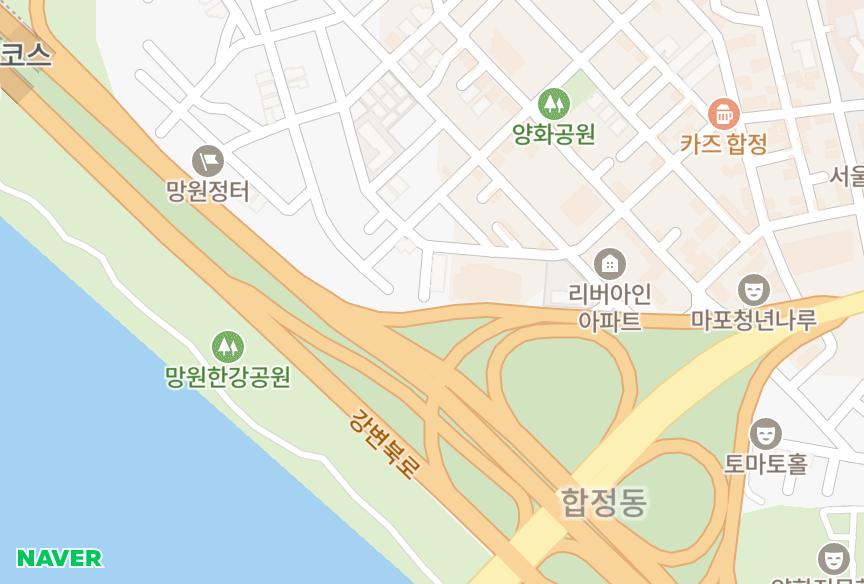 서울특별시 마포구 합정동 삼성강변 위치·실거래 시세 지도