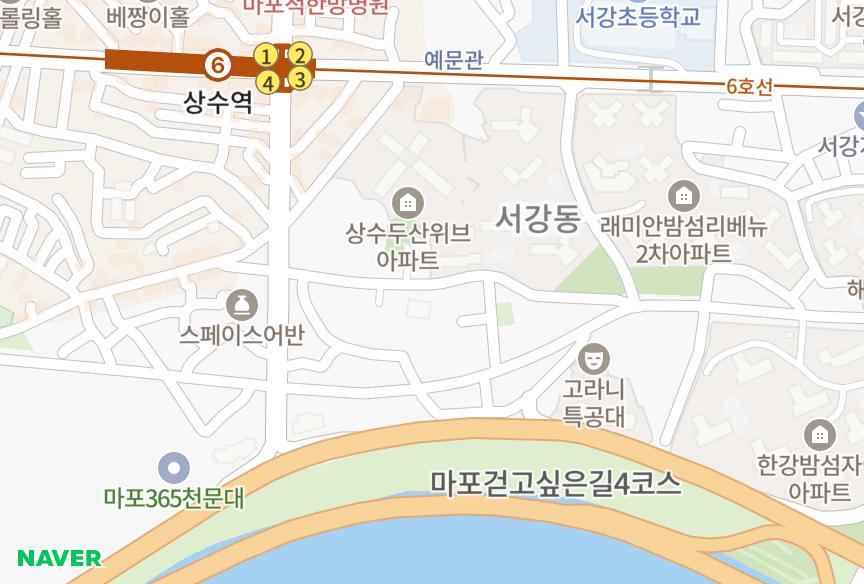 서울특별시 마포구 상수동 밤섬리오팰리스 위치·실거래 시세 지도