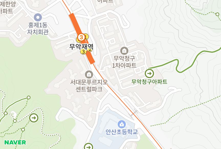 서울특별시 서대문구 홍제동 홍제청구2차 위치·실거래 시세 지도