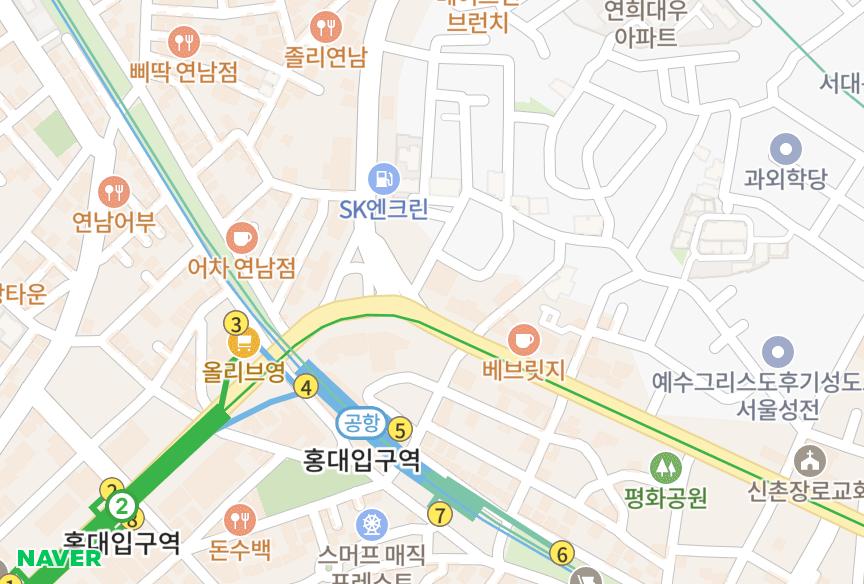 서울특별시 서대문구 창천동 3RU-City 위치·실거래 시세 지도