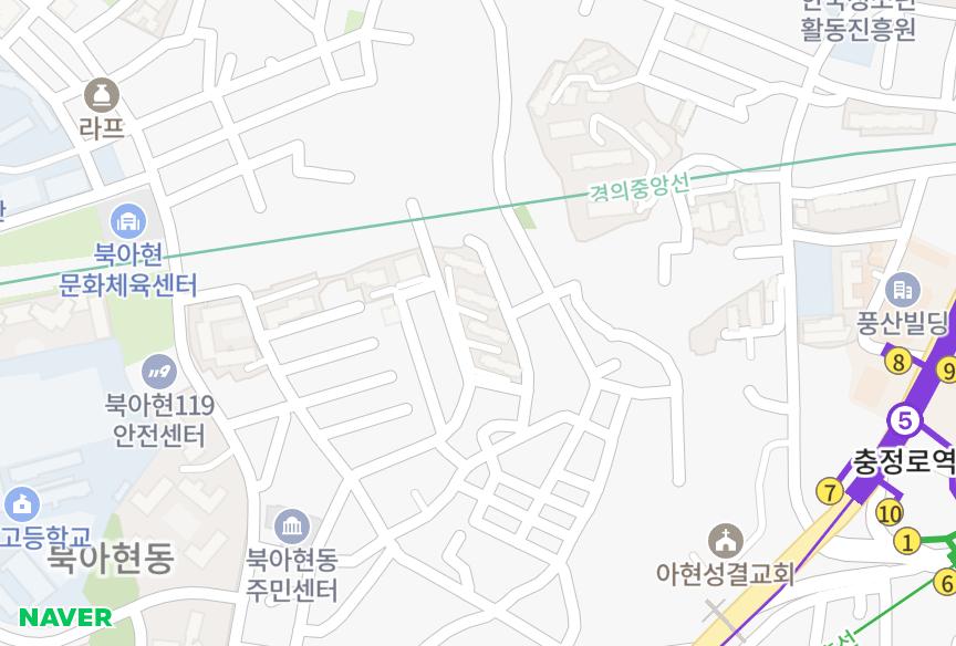 서울특별시 서대문구 북아현동 북아현맨션 위치·실거래 시세 지도