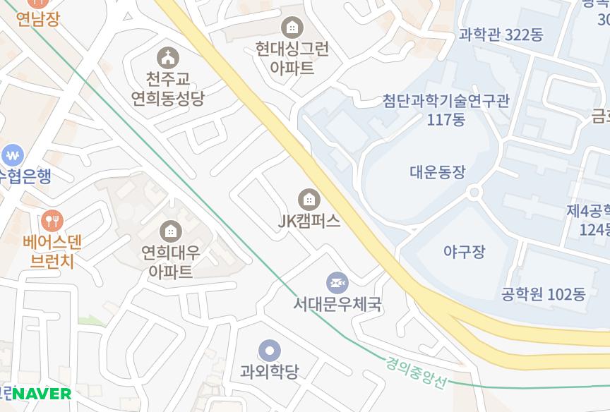 서울특별시 서대문구 창천동 JK캠퍼스 위치·실거래 시세 지도