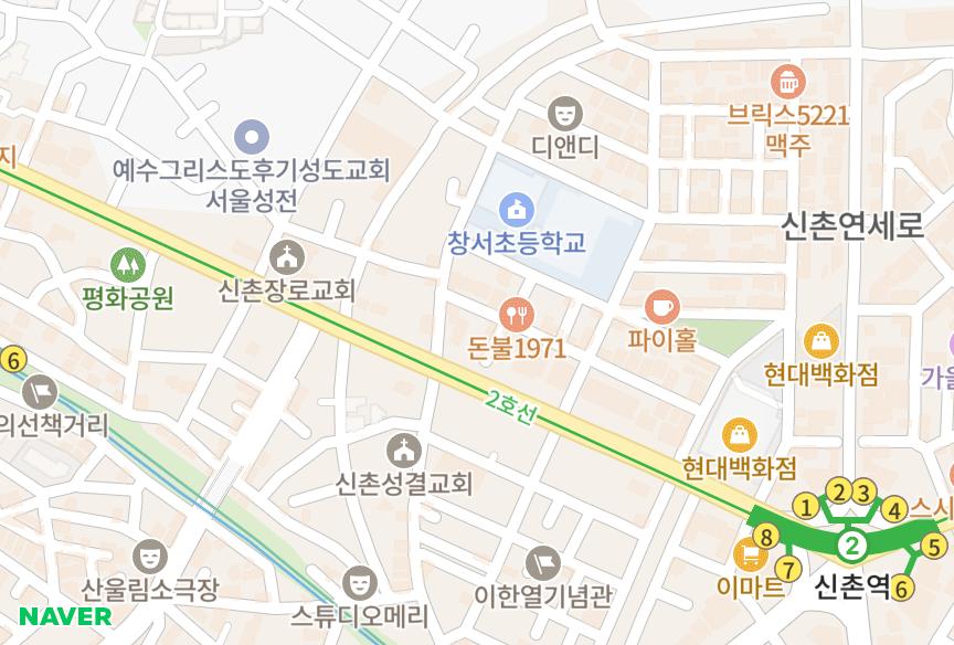 서울특별시 서대문구 창천동 (72-31) 위치·실거래 시세 지도