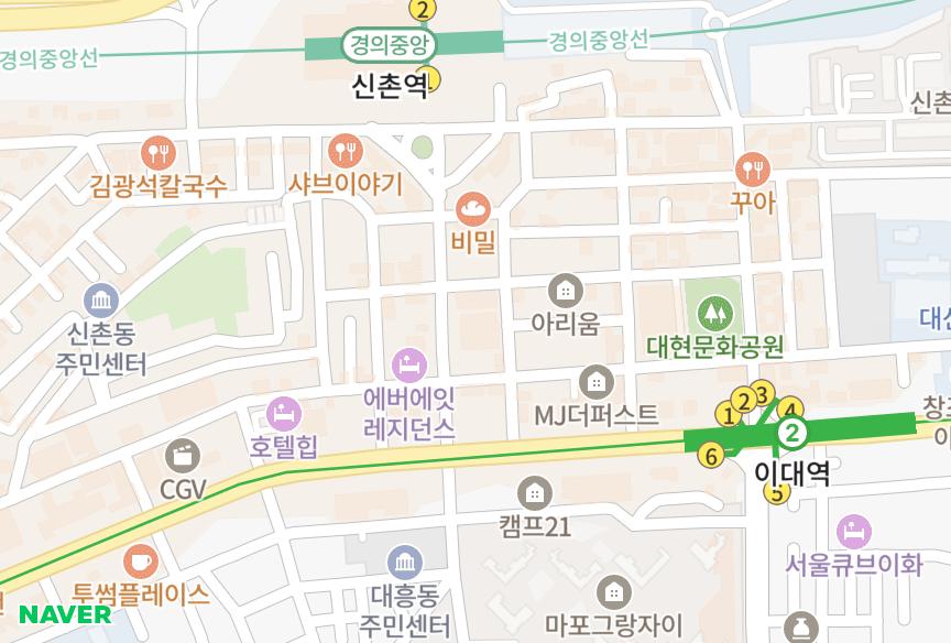 서울특별시 서대문구 대현동 혜우 위치·실거래 시세 지도