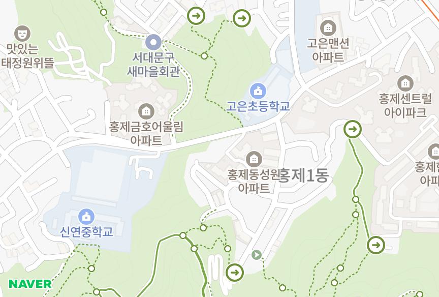 서울특별시 서대문구 홍제동 홍제에스피엘 위치·실거래 시세 지도