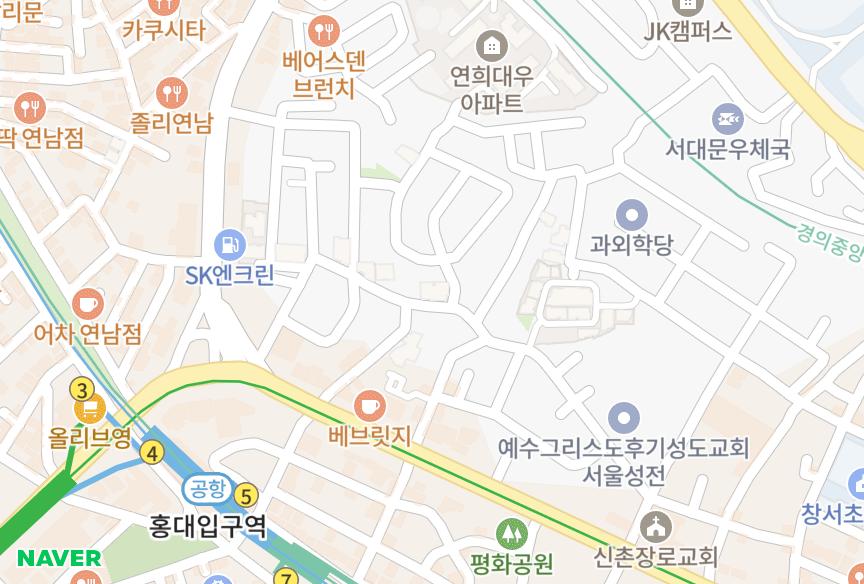 서울특별시 서대문구 창천동 래디앙 위치·실거래 시세 지도