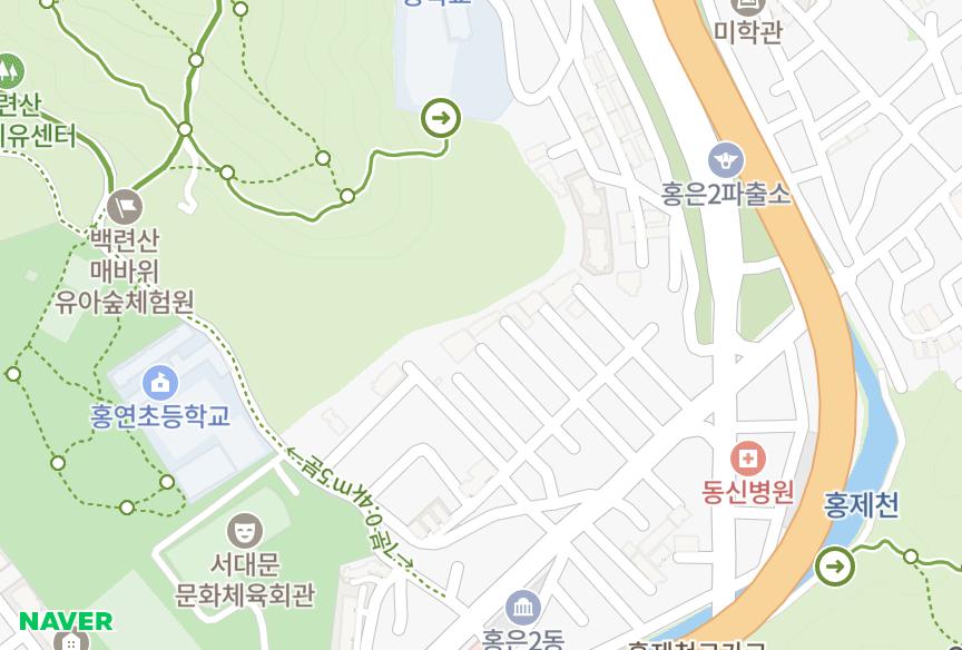 서울특별시 서대문구 홍은동 백련 위치·실거래 시세 지도