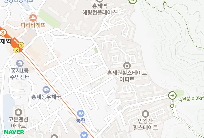 서울특별시 서대문구 홍제동 에이원 위치·실거래 시세 지도