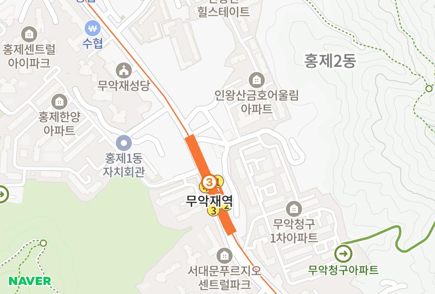서울특별시 서대문구 홍제동 동양드림 위치·실거래 시세 지도