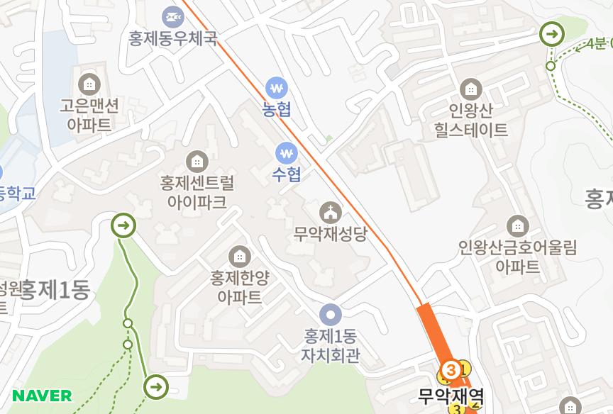 서울특별시 서대문구 홍제동 인왕드림빌 위치·실거래 시세 지도