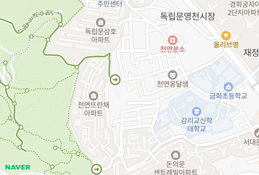 서울특별시 서대문구 천연동 산경 위치·실거래 시세 지도