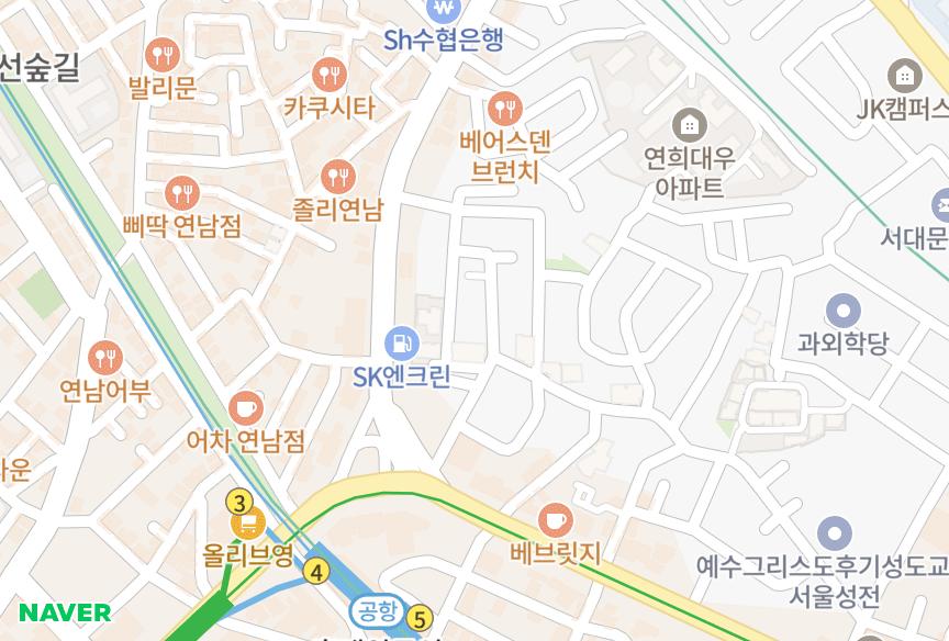 서울특별시 서대문구 창천동 씨밀레 위치·실거래 시세 지도