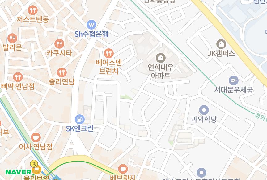 서울특별시 서대문구 창천동 건우그린 위치·실거래 시세 지도