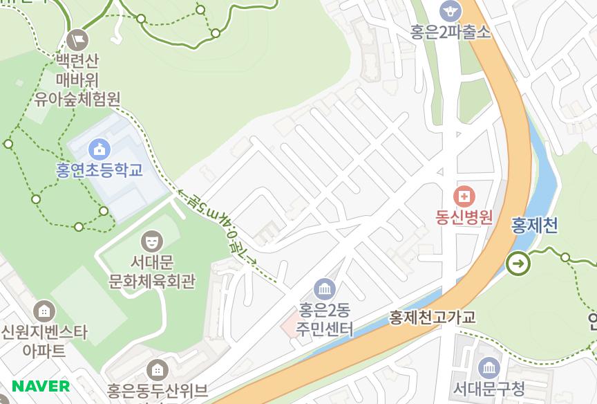 서울특별시 서대문구 홍은동 홍은명지2차 위치·실거래 시세 지도