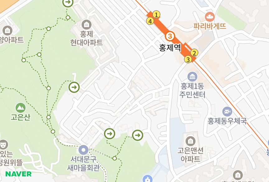 서울특별시 서대문구 홍제동 제일 위치·실거래 시세 지도