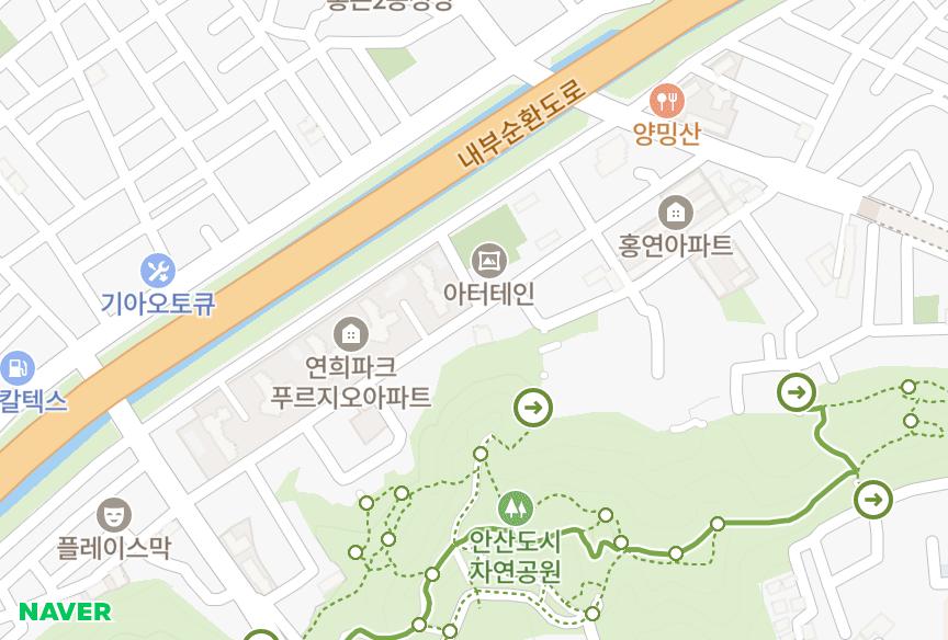 서울특별시 서대문구 연희동 파크빌 위치·실거래 시세 지도