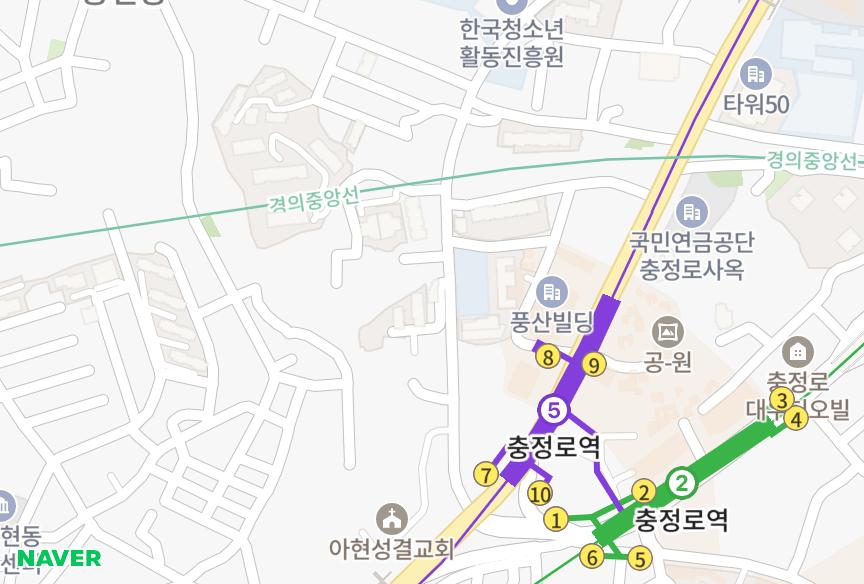 서울특별시 서대문구 충정로3가 글로리 위치·실거래 시세 지도
