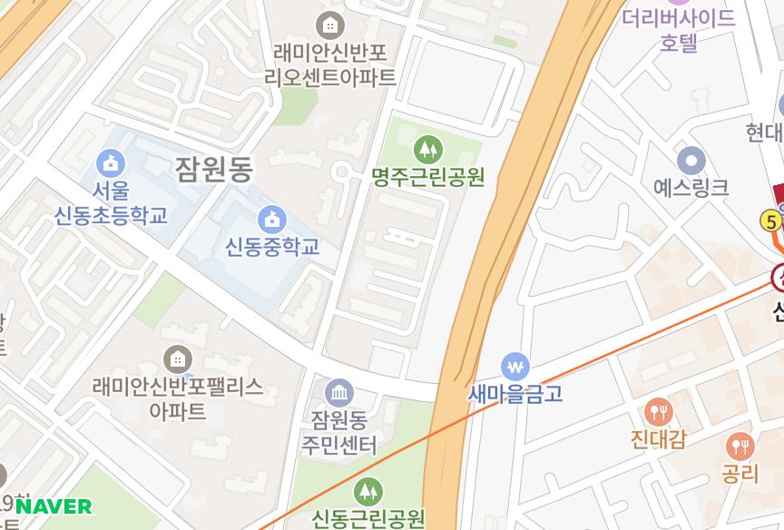 서울특별시 서초구 잠원동 신반포12차 위치·실거래 시세 지도