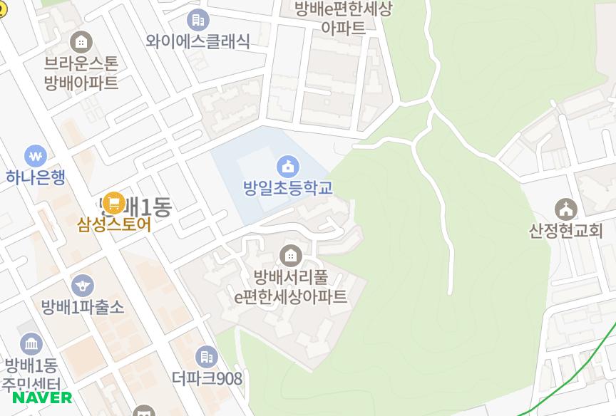 서울특별시 서초구 방배동 방배한화 위치·실거래 시세 지도