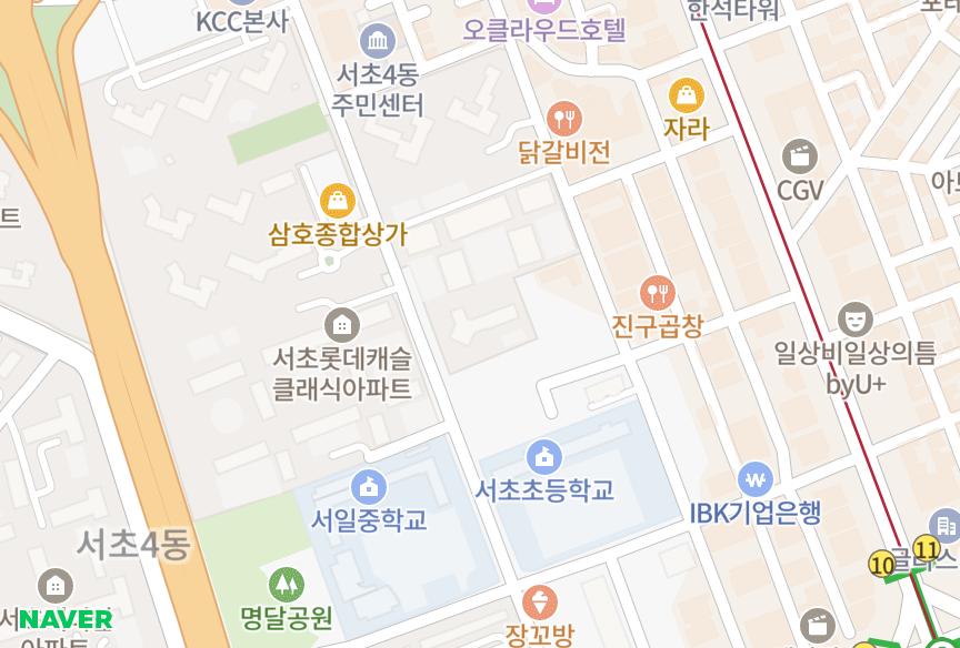 서울특별시 서초구 서초동 서초두산위브트레지움 위치·실거래 시세 지도