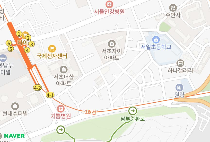 서울특별시 서초구 서초동 햄프턴코트 위치·실거래 시세 지도