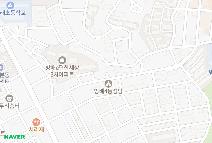 서울특별시 서초구 방배동 방배5차상지리츠빌 위치·실거래 시세 지도