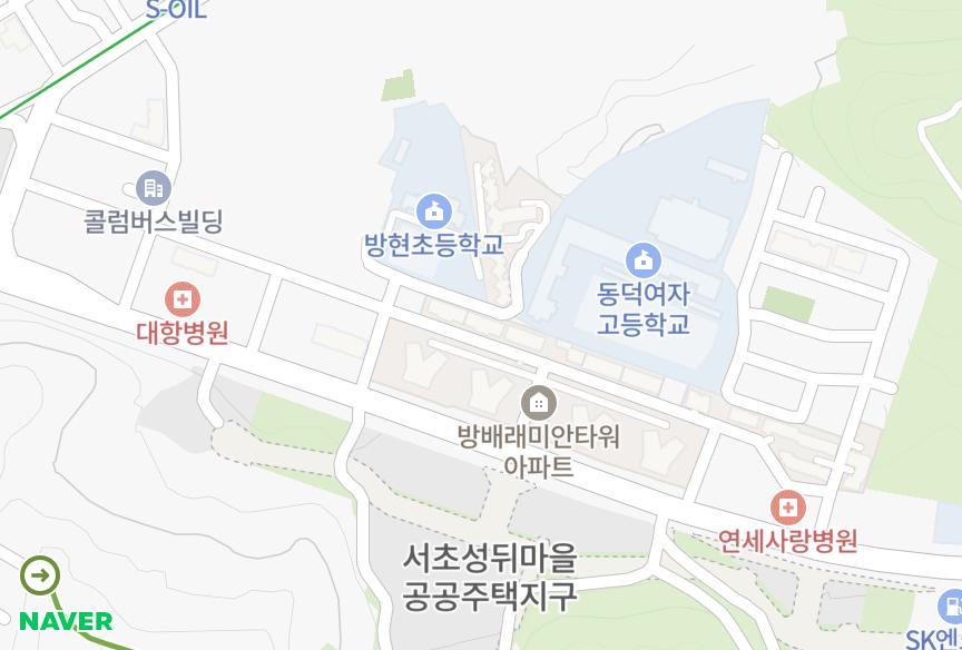 서울특별시 서초구 방배동 방배아트e-편한세상102차 위치·실거래 시세 지도