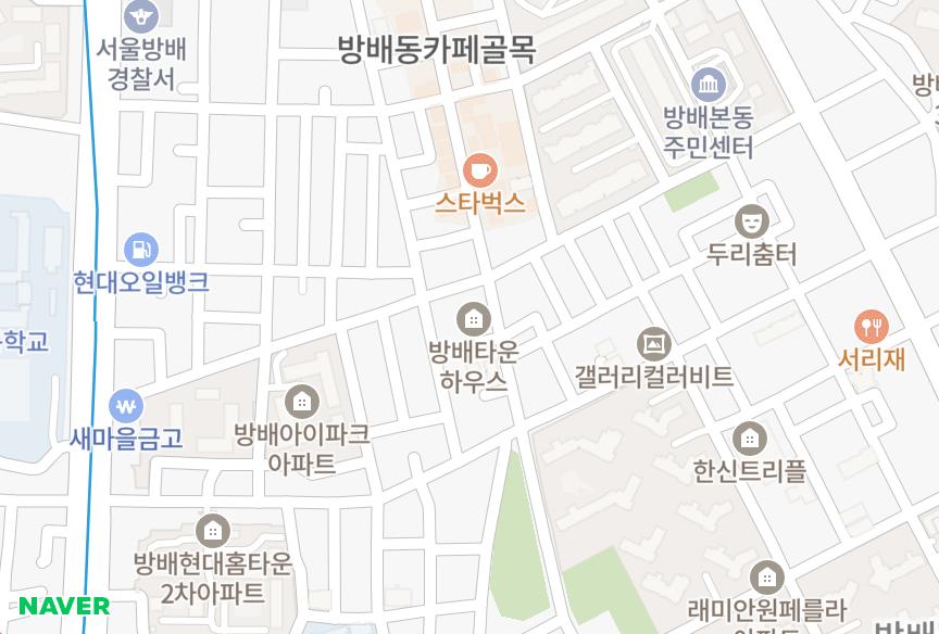 서울특별시 서초구 방배동 방배타운하우스 위치·실거래 시세 지도