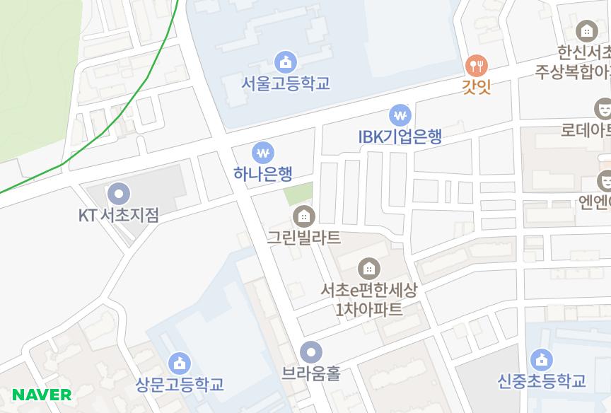 서울특별시 서초구 서초동 그린빌라트 위치·실거래 시세 지도