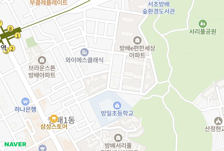 서울특별시 서초구 방배동 방배방배CJ나인빌1차 위치·실거래 시세 지도