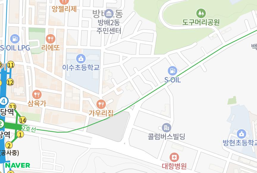 서울특별시 서초구 방배동 방배리치빌 위치·실거래 시세 지도