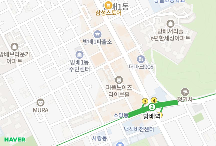 서울특별시 서초구 방배동 엘루크방배서리풀 위치·실거래 시세 지도