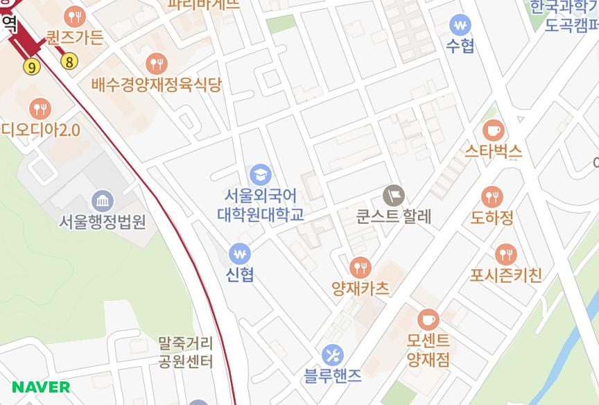 서울특별시 서초구 양재동 베누시아 위치·실거래 시세 지도