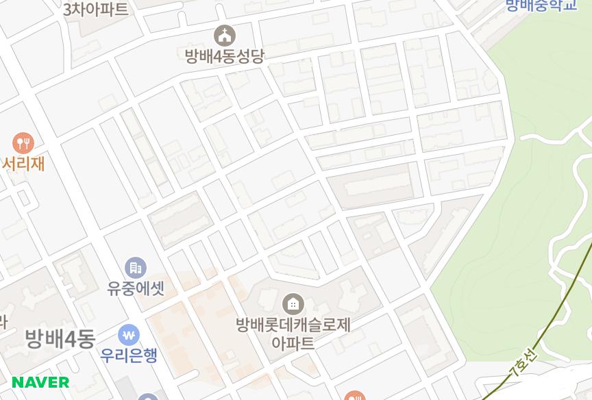 서울특별시 서초구 방배동 폴라씨엘로 위치·실거래 시세 지도