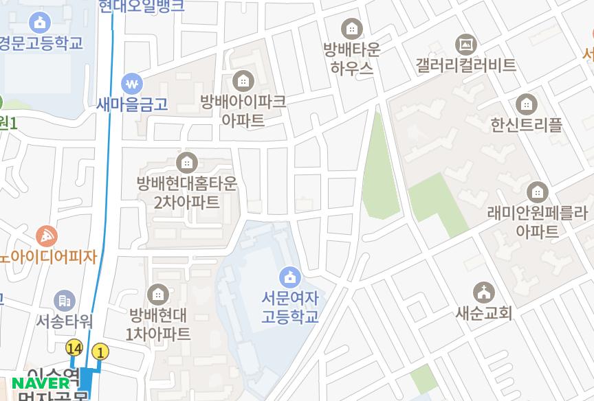 서울특별시 서초구 방배동 현대오페라하우스II 위치·실거래 시세 지도