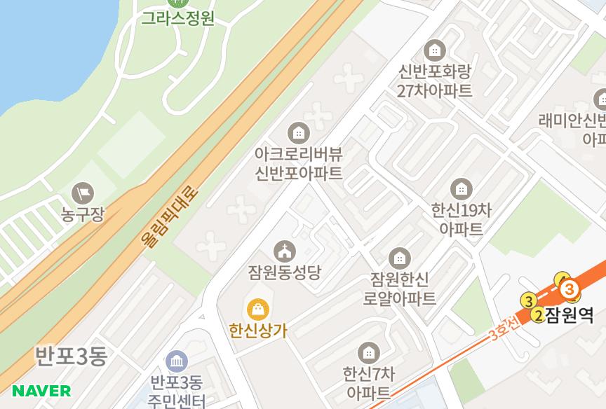 서울특별시 서초구 잠원동 메이플라워 위치·실거래 시세 지도
