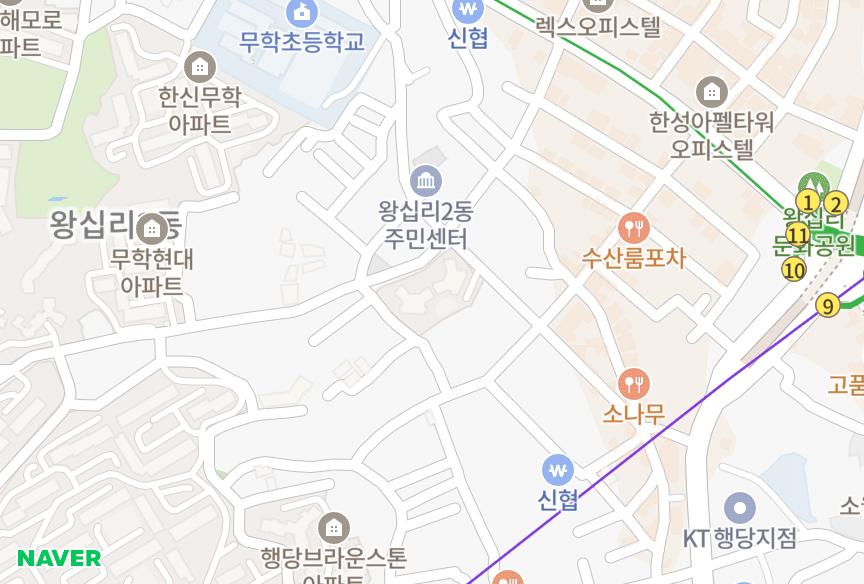 서울특별시 성동구 하왕십리동 하왕십리신영지웰 위치·실거래 시세 지도